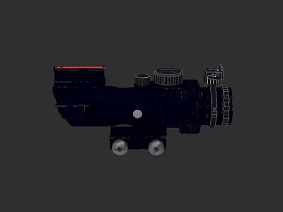 Weapon Scope 3D Model Design with Red Dot and Adjustment Knobs 3d model