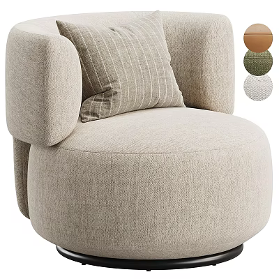 Beige Single Seater Sofa with Armrest and Striped Cushion and Multiple Color Options 3d model