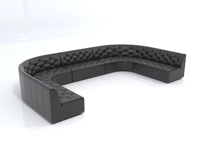 Black Curved Sectional Sofa With Tufted Design For Modern Living Space 3d model