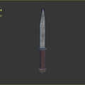 Traditional Weapon Knife With Metal Serrated Blade Red Wooden Handle And Metal Base Decoration