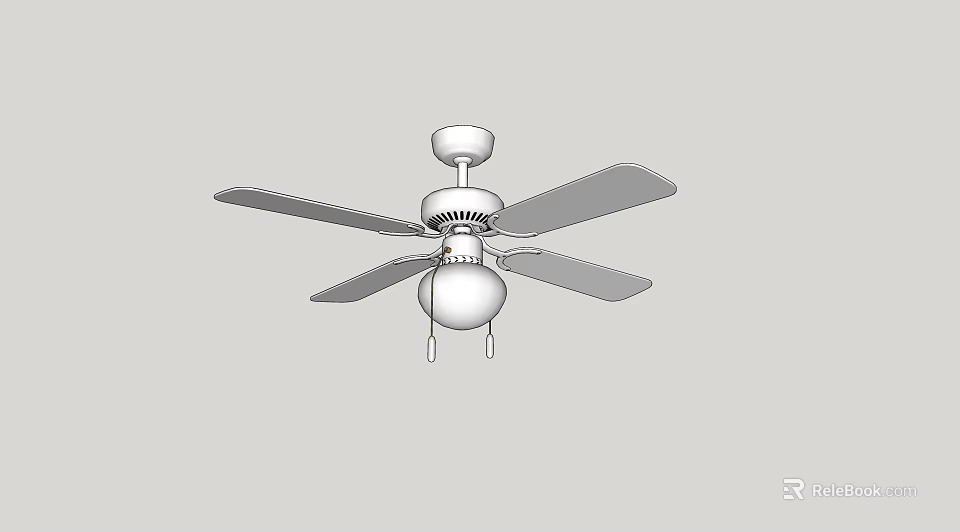 Modern White Ceiling Fan With Multiple Blades And Built In Light 3d model 