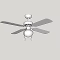 Modern White Ceiling Fan With Multiple Blades And Built In Light