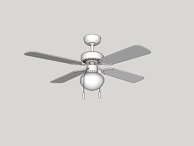 Modern White Ceiling Fan With Multiple Blades And Built In Light 3d model