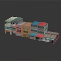 Row Of Multi Level Residential Buildings With Colorful Roofs And Vibrant Exteriors