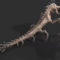 Mythical Fantasy Monster With Spikes Horns Open Mouth And Sharp Claws