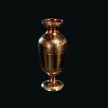 Ornate Copper Vase With Intricate Carved Patterns On Black Background