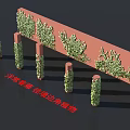 English Ivy Decorated Red Brown Border With Corner Plants And Covered Pillars