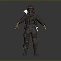 Zombie Soldier Undead Character In Tactical Military Gear With Clawed Hands And Bloody Details