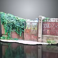 Ivy Covered Rusted Iron Entrance Gate With Brick Wall And SONICAS Graffiti