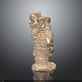 Detailed Ivory Colored Sculpture Of Mythical Female Figure With Companion Creature
