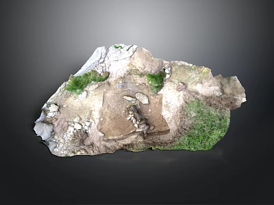 Realistic 3D Terrain Model Featuring Rocky Outcrops Green Grass Patches And Dirt Surfaces 3d model
