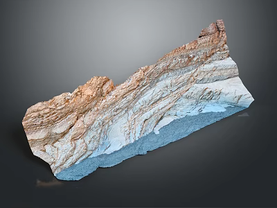 Layered Rock Terrain With Stratified Geological Formation And Brown White Blue Layers 3d model