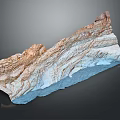 Layered Rock Terrain With Stratified Geological Formation And Brown White Blue Layers