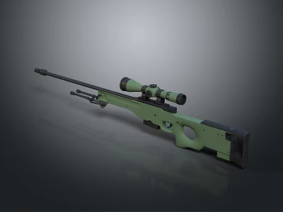 Green Tactical Sniper Rifle With High Precision Scope And Long Barrel Design 3d model