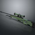 Green Tactical Sniper Rifle With High Precision Scope And Long Barrel Design
