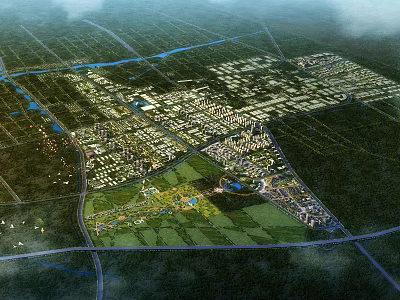 Modern Aerial View Urban Planning 3d model