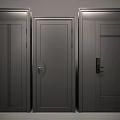 Modern Dark Security Doors With Different Panel Designs And Door Locks 3d model