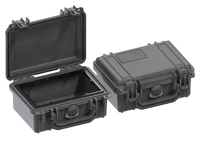 Black Hard Plastic Protective Cases Open And Closed For Secure Equipment Storage 3d model