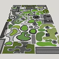 Creative Garden Ornaments Layout With Shaped Green Areas Circular Designs And Stone Paths