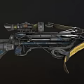 Mechanical Crossbow Weapon Featuring Sniper Scope Metal Parts And Yellow Warning Sticker