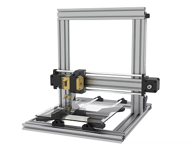 3D Printer With Metal Frame Print Head And Build Platform Design 3d model