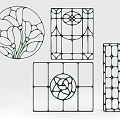 Stained Glass Wall Decor With Circular Square Rectangular Floral Geometric Designs