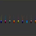 Colorful Decorative Household Items With Colored Sticks On Sleek Reflective Surface
