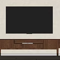 Wooden TV Stand with Large Screen TV and Storage Drawers Design