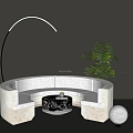 Modern Hair Aperture Sofa Card Seat Coffee Table Card Seat Sofa 3d model