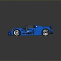 Blue Convertible Sports Car With Black Seats Spoiler And Silver Wheels