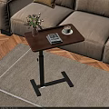 Wooden Top Side Table with Black Metal Frame Vase Flowers Magazine and Coffee Cup
