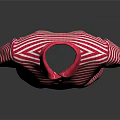 Red And White Striped Polo Shirt With Pink Collar For Casual Wear