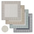 Modern Square Rugs With Striped Edges Various Colors And Multiple Designs 3d model