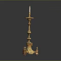 Vintage Golden Carved Decorative Candlestick With Intricate Base And Ornate Details