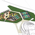 Vibrant Park Landscape With Skate Park Area Tennis Courts Rainbow Decorations And Graffiti Art