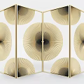 Modern Gold Room Divider with Fan Shaped Patterns and Three Panel Design 3d model