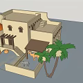 Traditional Middle Eastern Detached Villa Featuring Arched Windows Staircase Palm Trees and Camel