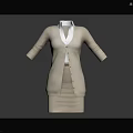 Beige Cardigan With White Shirt And Beige Skirt Professional Office Outfit Design