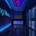 King Mary Club Storefront With Blue Neon Lights Purple Decorations And Large Screen