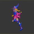 Colorful Wizard Game and Movie Character with Pointed Hat Orange Hair and Golden Prop