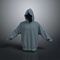 Gray Hooded Sweatshirt With Long Sleeves Loose Fit Casual Style For Daily Wear