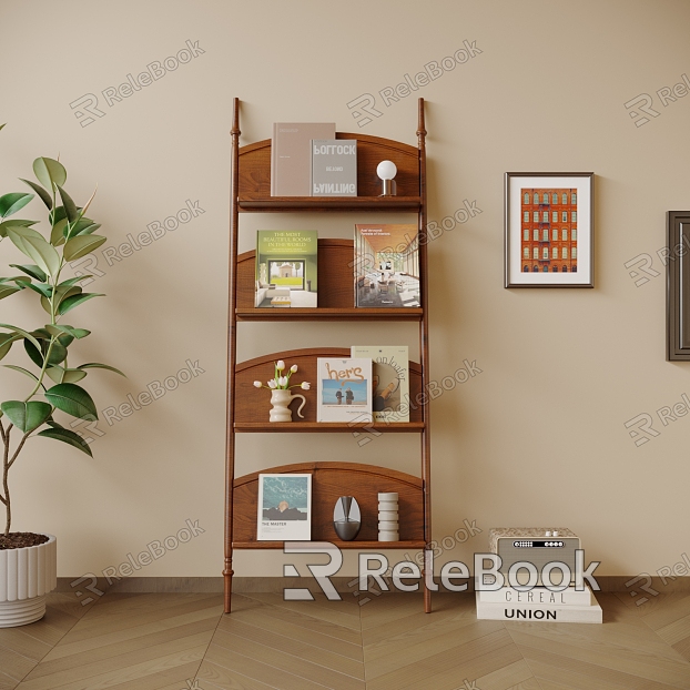 Modern Bookshelf Ancient Bookshelf Storage Rack Plant Hanging Painting Art Ornaments Combination model