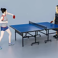 Two People Playing Table Tennis With Rackets 3d model