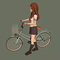 Three Stylish Girls Riding Bicycles With Different Outfits And Hats