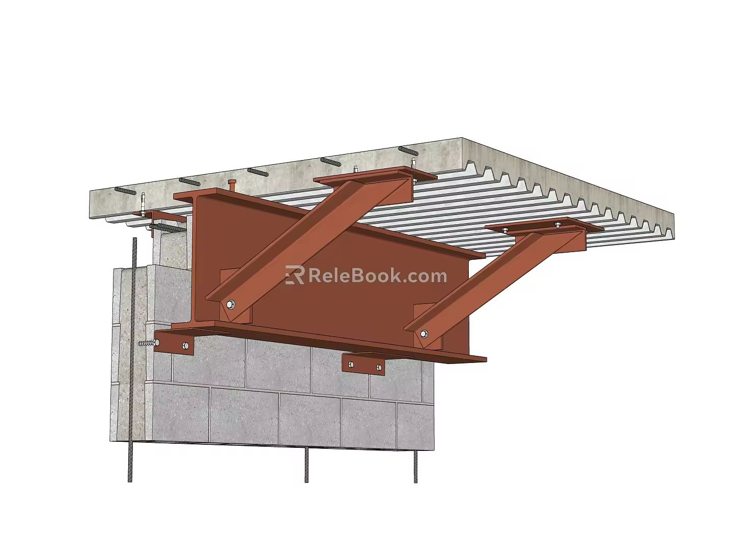Building Process Chart Steel Structure Reinforced Floor Slab Process Chart 3d model