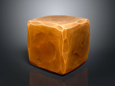 Artisanal Wood Stone Cube with Natural Texture Warm Orange Color and Smooth Surface 3d model