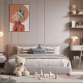 Cozy Modern Kids Room Interior With Stuffed Toys Study Desk Bookshelf And Decorative Painting