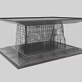 Wire Mesh Structural Components Inside Transparent Cube Modern Design