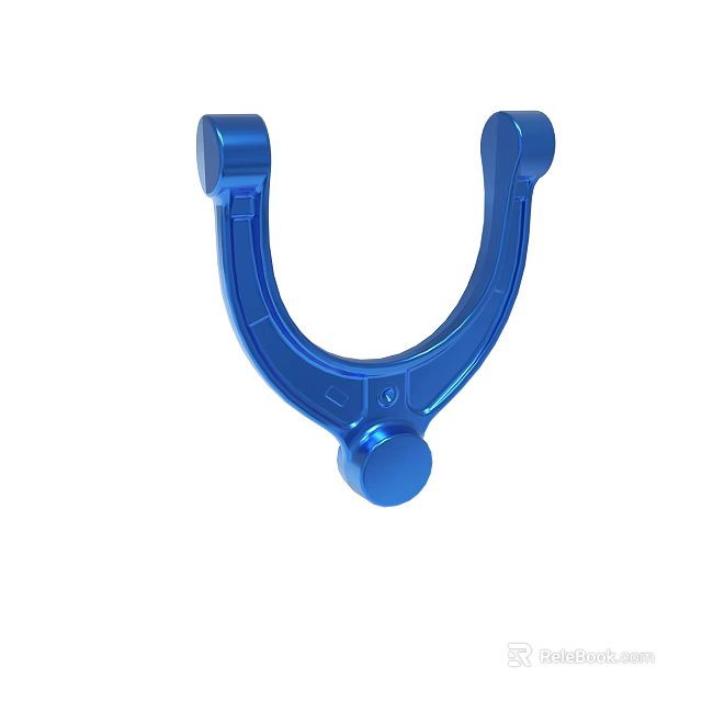Blue U Shaped Metal Mechanical Component With Shiny Surface And Structural Design 3d model 