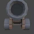 Vintage Cannon 3D Model With Barrel Wheels And Dark Blue Background